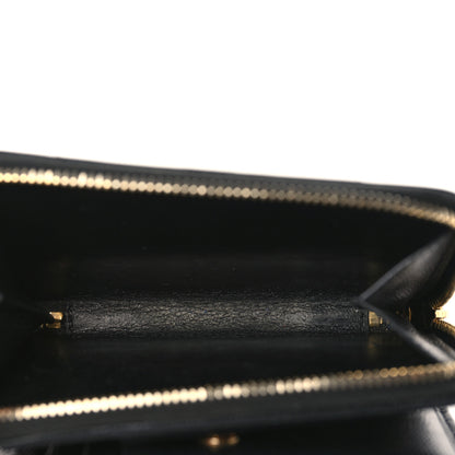 Saint Laurent Grain De Poudre Matelasse Chevron Monogram Compact Zip Around Wallet Black 6 of 7