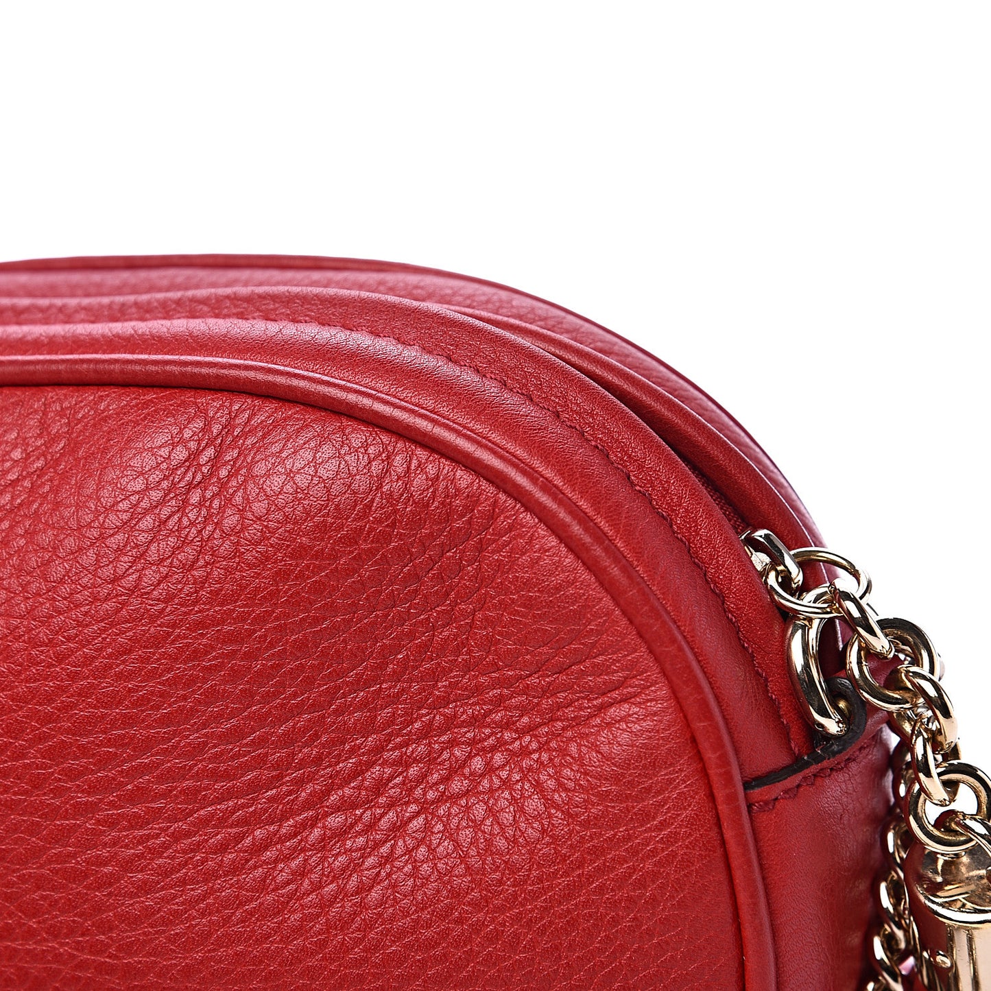 Pebbled Calfskin Mini Soho Chain Bag Tabasco Red