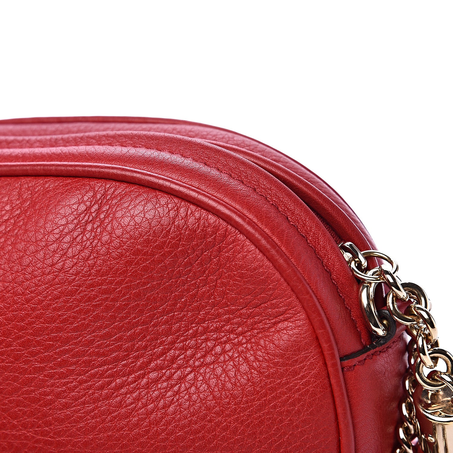 Gucci Pebbled Calfskin Mini Soho Chain Bag Tabasco Red 9 of 13