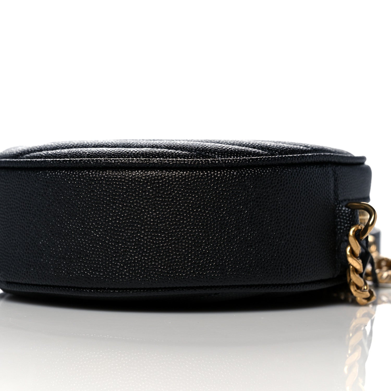Saint Laurent Grain De Poudre Matelasse Chevron Quilted Round Vinyle Camera Bag Black 10 of 10