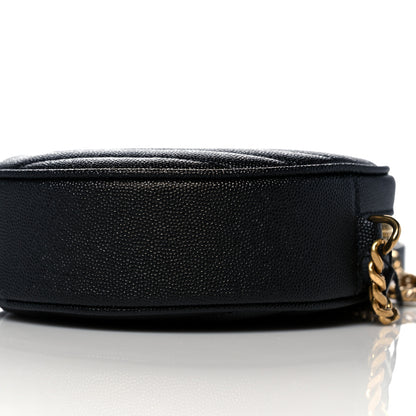 Saint Laurent Grain De Poudre Matelasse Chevron Quilted Round Vinyle Camera Bag Black 10 of 10