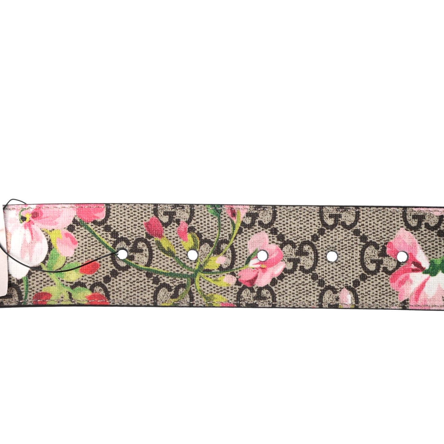 GG Supreme Monogram Blooms Moon Calfskin Interlocking G 37mm Belt 85 34 Beige Ebony Multicolor Dry Rose