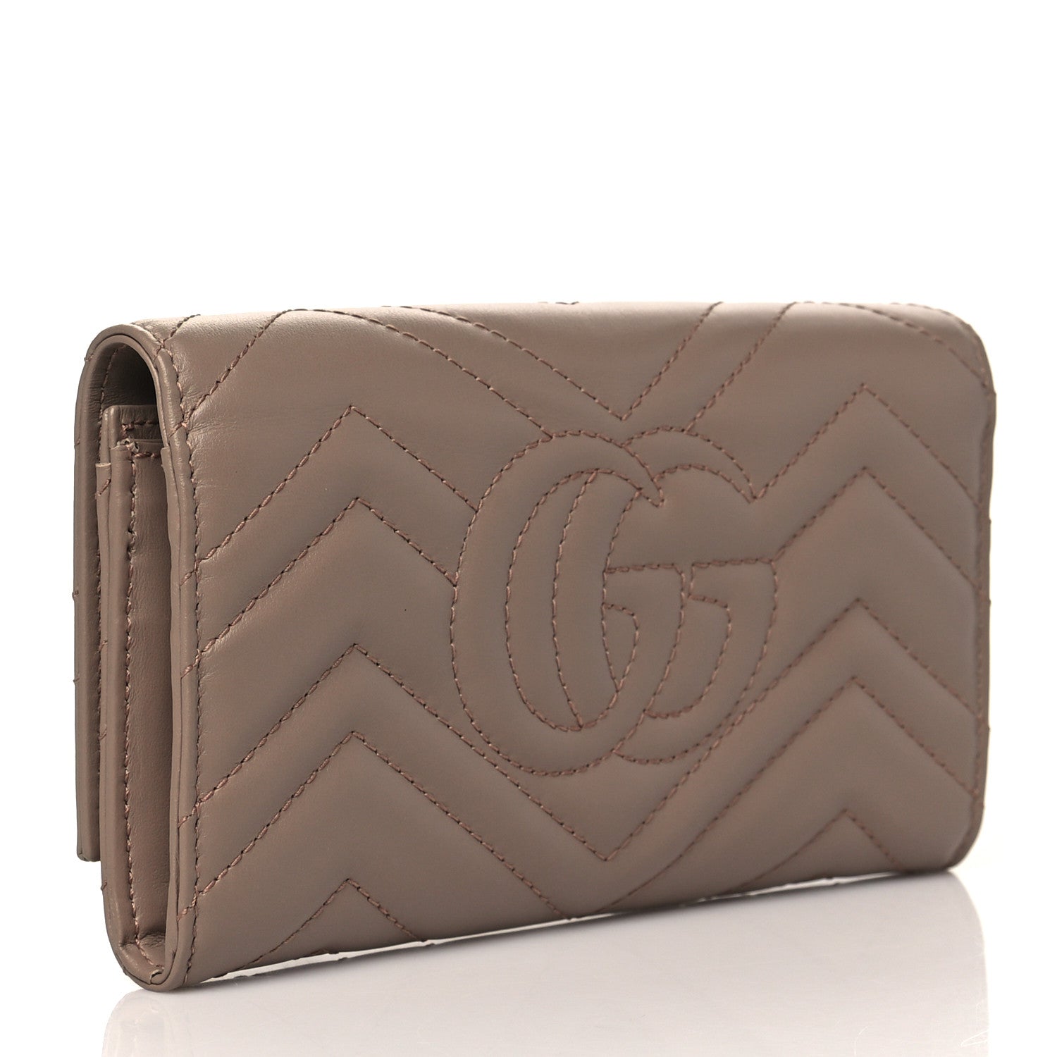 Gucci Calfskin Matelasse GG Marmont Continental Wallet Porcelain Rose 3 of 8