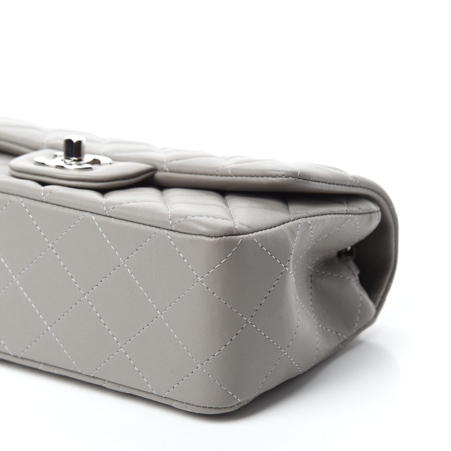 Chanel Lambskin Quilted Mini Rectangular Flap Grey 7 of 11