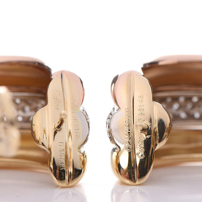Cartier 18K Pink Yellow White Gold Diamond Trinity Pave Hoop Earrings 4 of 7