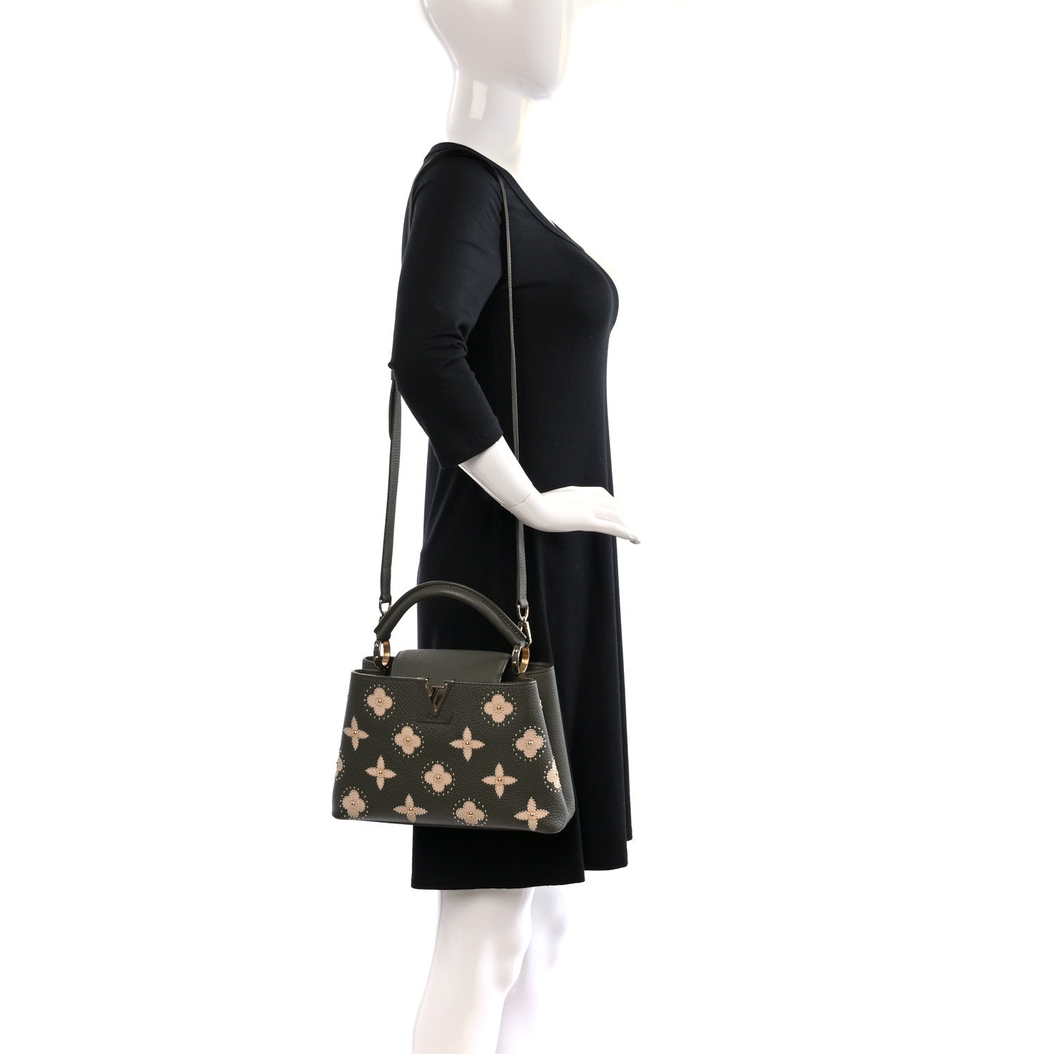 Louis Vuitton Taurillon Flowers Capucines BB Khaki 2 of 8
