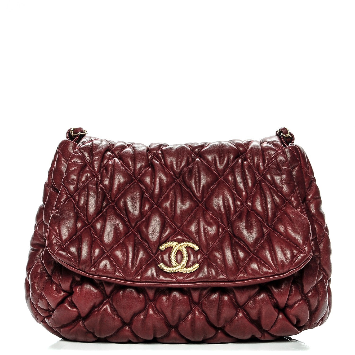 Chanel Calfskin Bubble Quilt Flap Bag Red 1 of 10