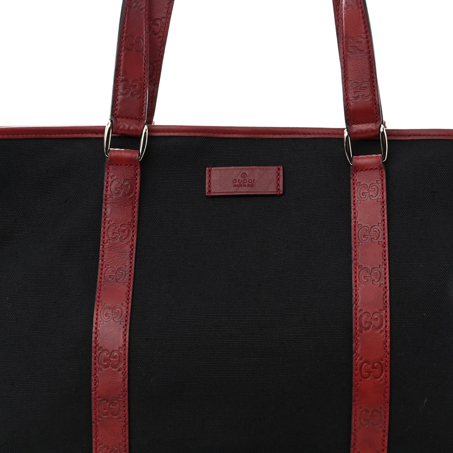Guccissima Canvas Large Tote Black Dark Red