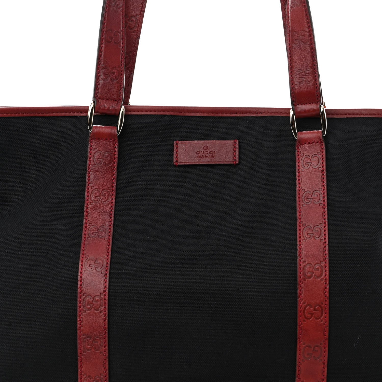 Gucci Guccissima Canvas Large Tote Black Dark Red 8 of 11