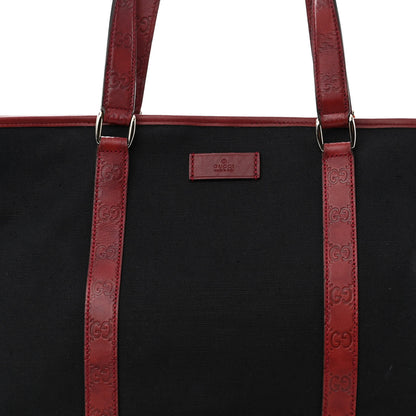 Gucci Guccissima Canvas Large Tote Black Dark Red 8 of 11