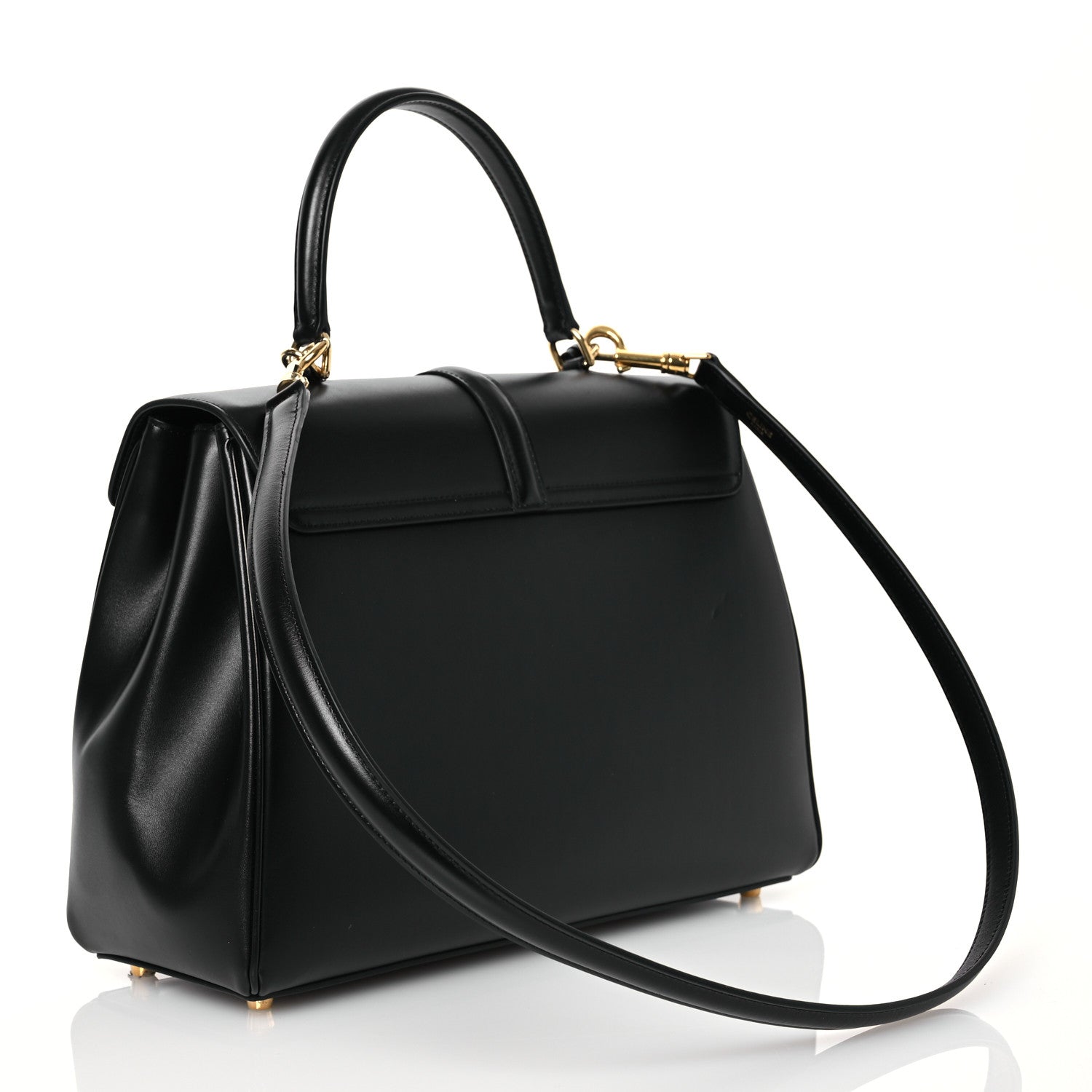 Celine Satinated Calfskin Medium 16 Top Handle Bag Black 3 of 13