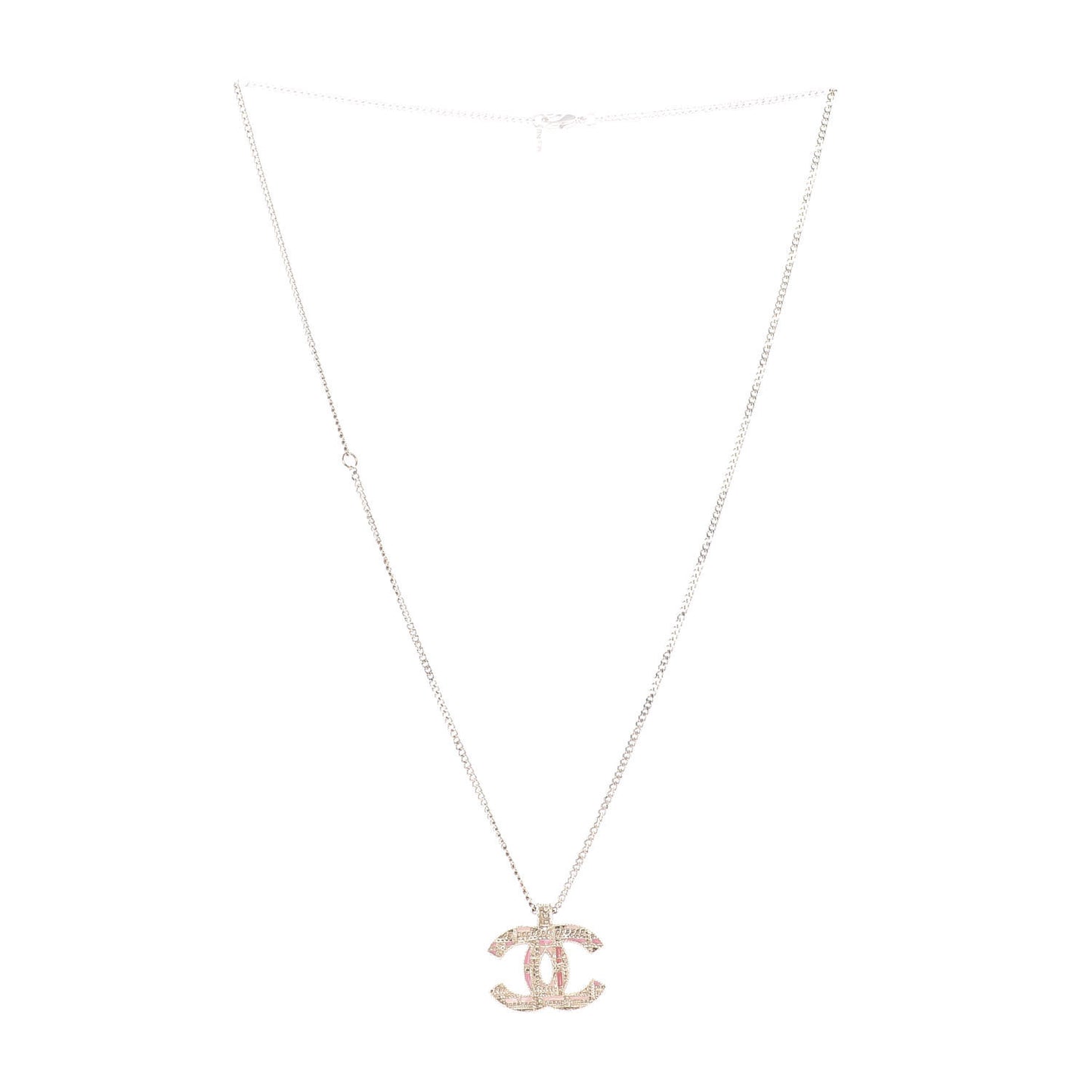 Crystal Enamel Tweed Effect CC Necklace Gold