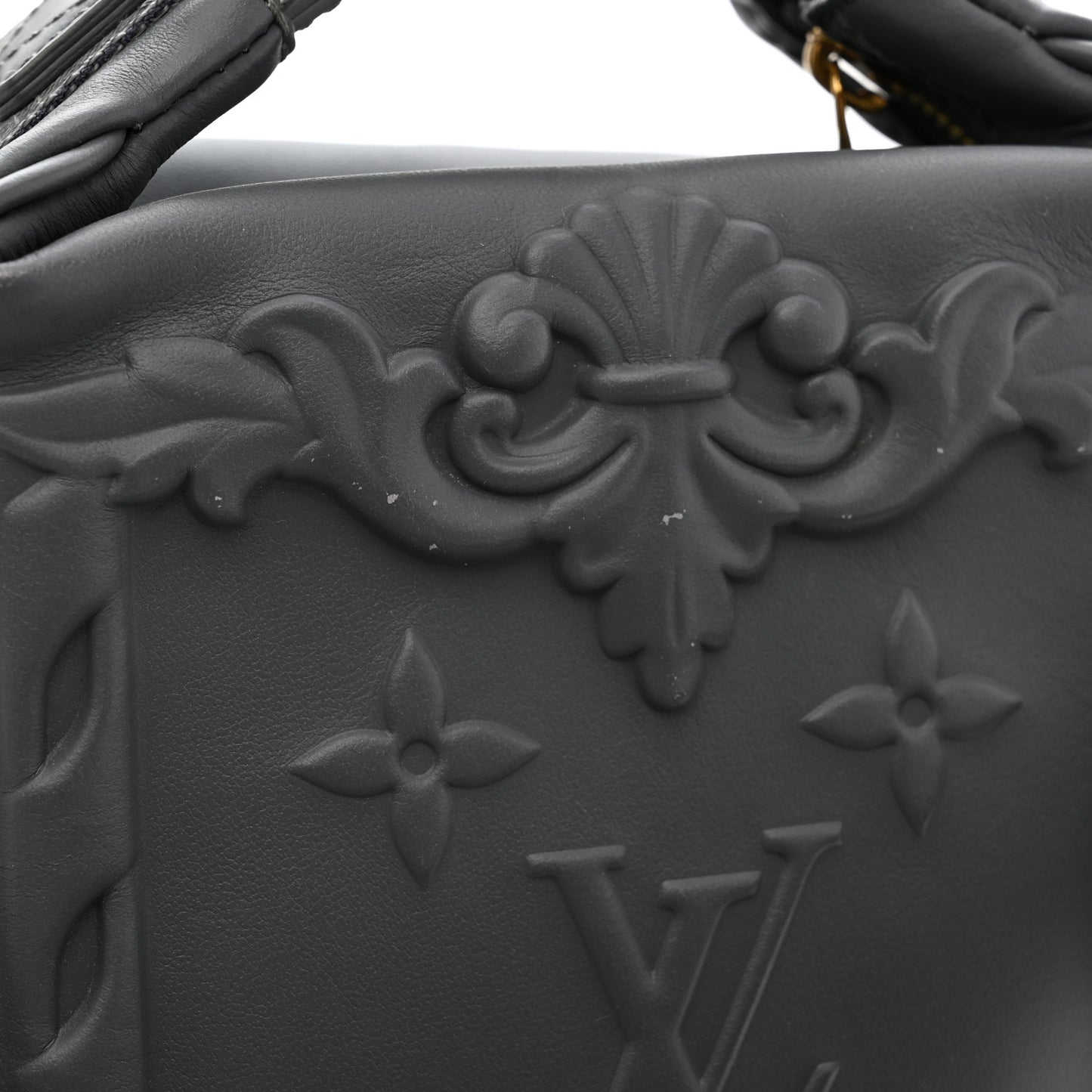 Calfskin Monogram Embossed Cruiser Messenger Dark Shadow Gray
