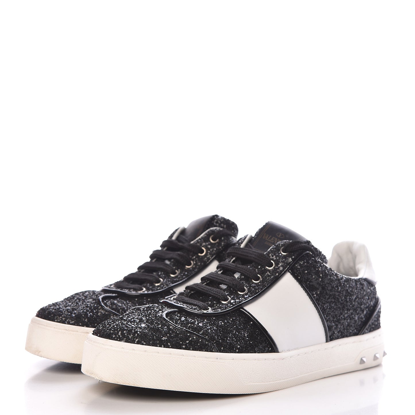 Calfskin Glitter Flycrew Sneakers 36.5 Black