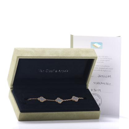 Van Cleef & Arpels 18K Yellow Gold Mother of Pearl 5 Motifs Vintage Alhambra Bracelet 5 of 5