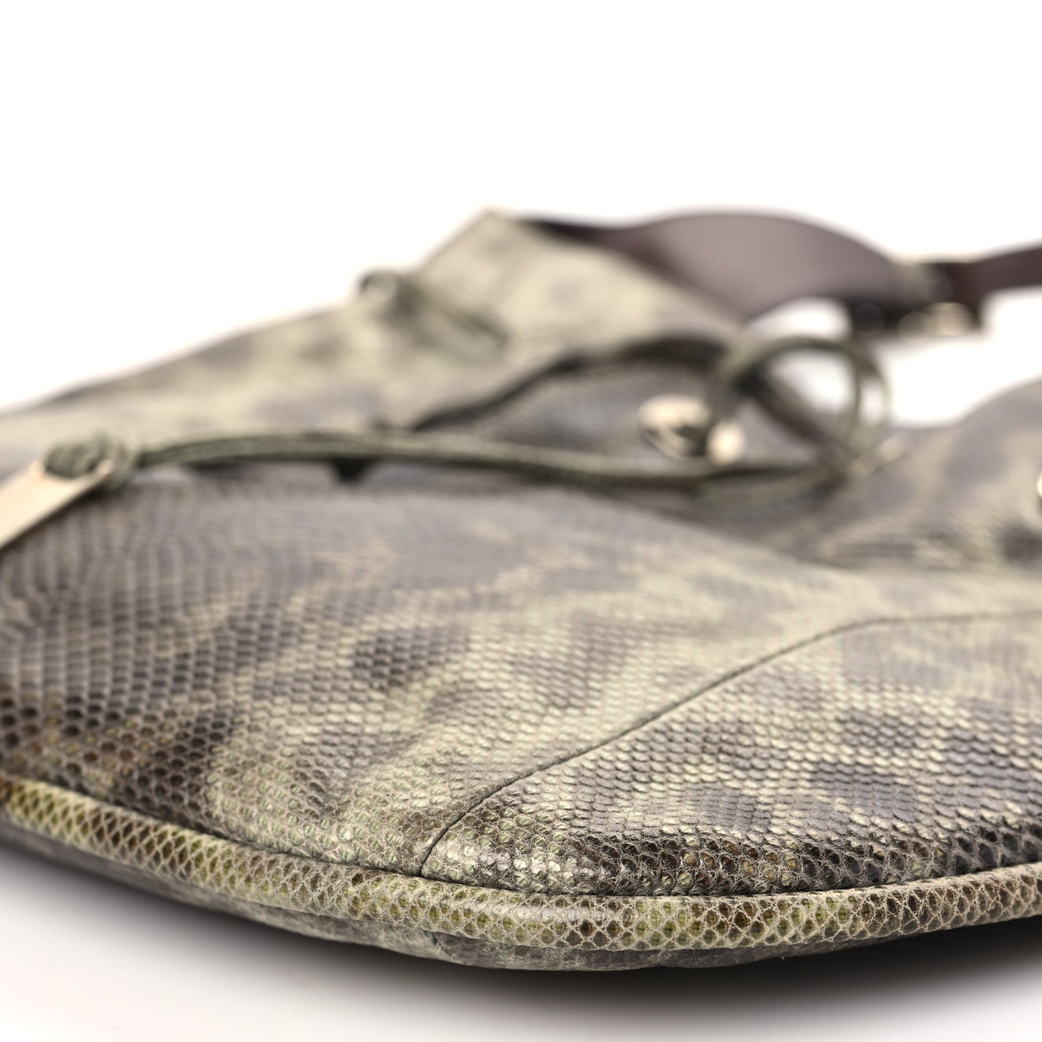 Gucci Lizard Drawstring Hobo Brown 10 of 13