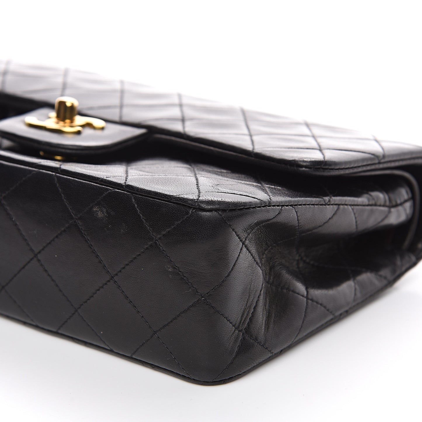 Lambskin Quilted Small Double Flap Black
