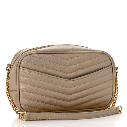 Saint Laurent Grain De Poudre Matelasse Monogram Mini Lou Camera Bag Dark Beige 3 of 10