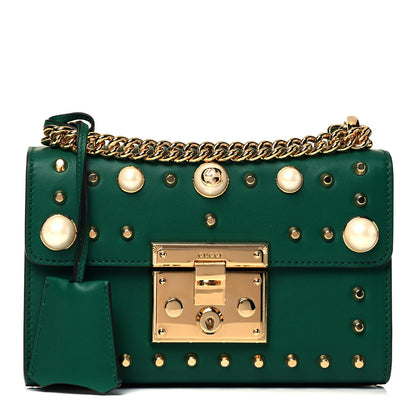 Gucci Calfskin Studded Small Padlock Shoulder Bag Emerald 1 of 9
