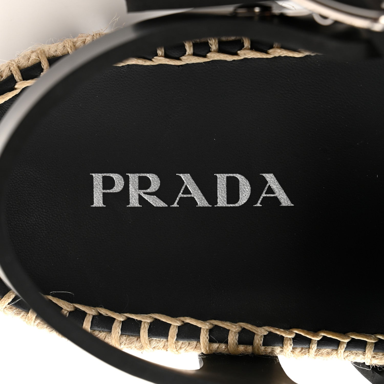 Prada Vitello Soft Rope Metal Triangle Cage Sandals 38 Black 8 of 10