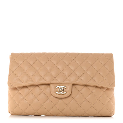 Chanel Caviar Quilted Flap Clutch Beige 1 of 8