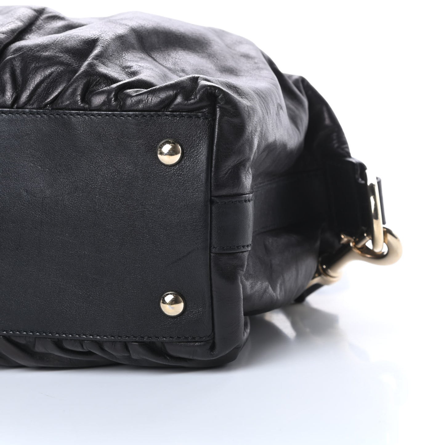 Calfskin Pop Bamboo Top Handle Tote Black