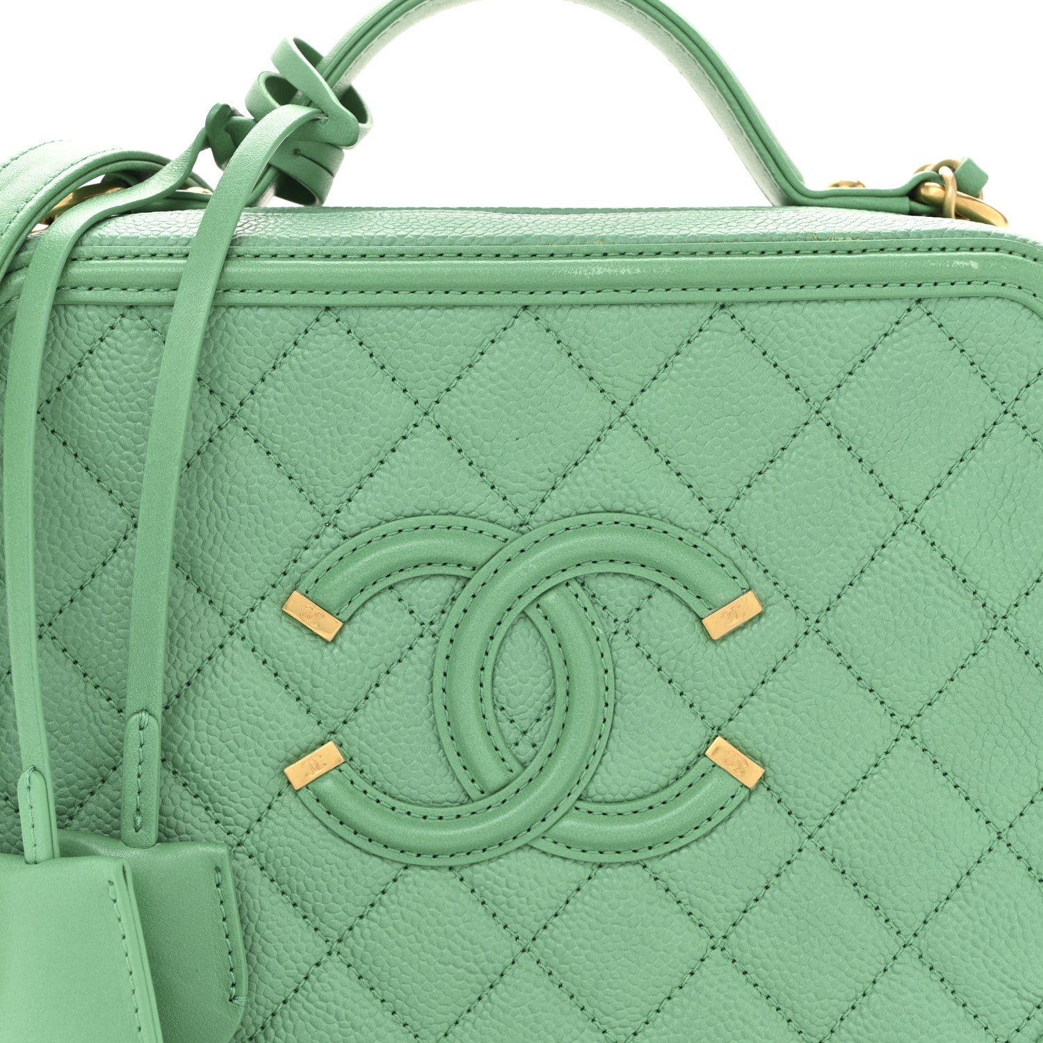 Chanel Caviar Quilted Medium CC Filigree Vanity Case Green 8 of 12