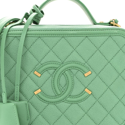Chanel Caviar Quilted Medium CC Filigree Vanity Case Green 8 of 12