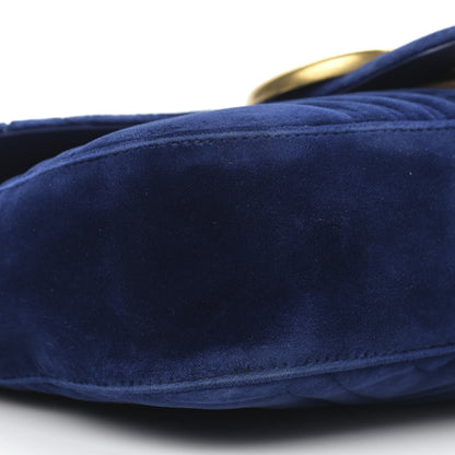 Gucci Velvet Matelasse Medium GG Marmont Shoulder Bag Cobalt Blue 9 of 15