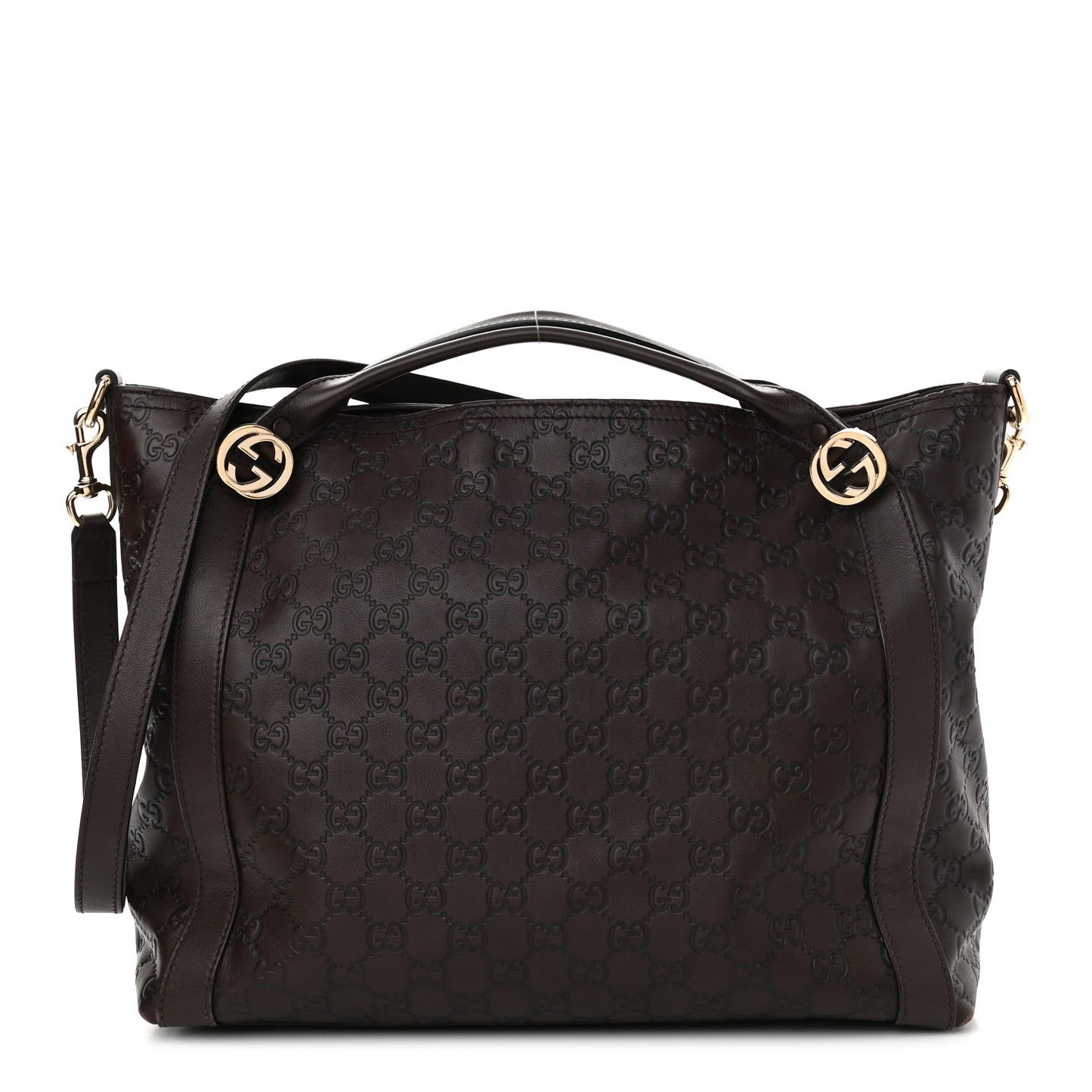 Guccissima Medium Miss GG Top Handle Bag Dark Brown
