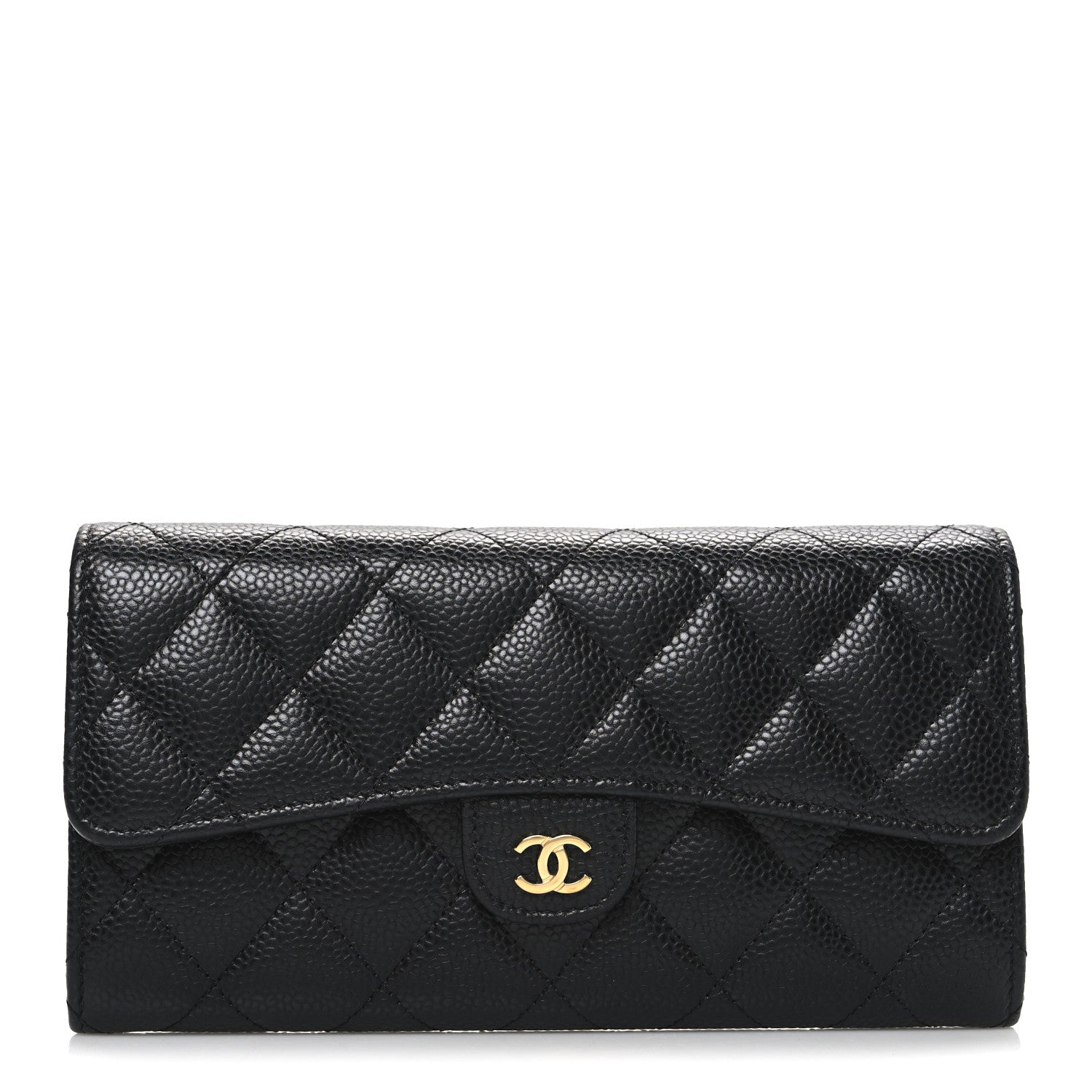 Chanel Caviar Quilted Large Gusset Flap Wallet Black 1 of 8