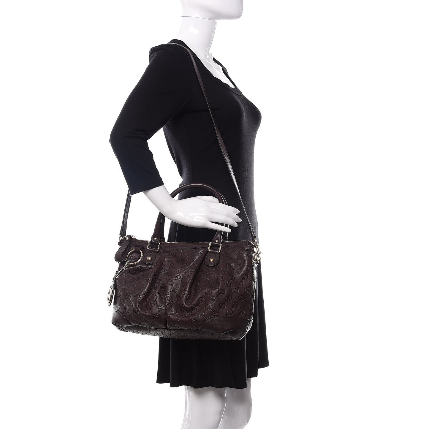 Guccissima Medium Sukey Top Handle Bag Dark Brown