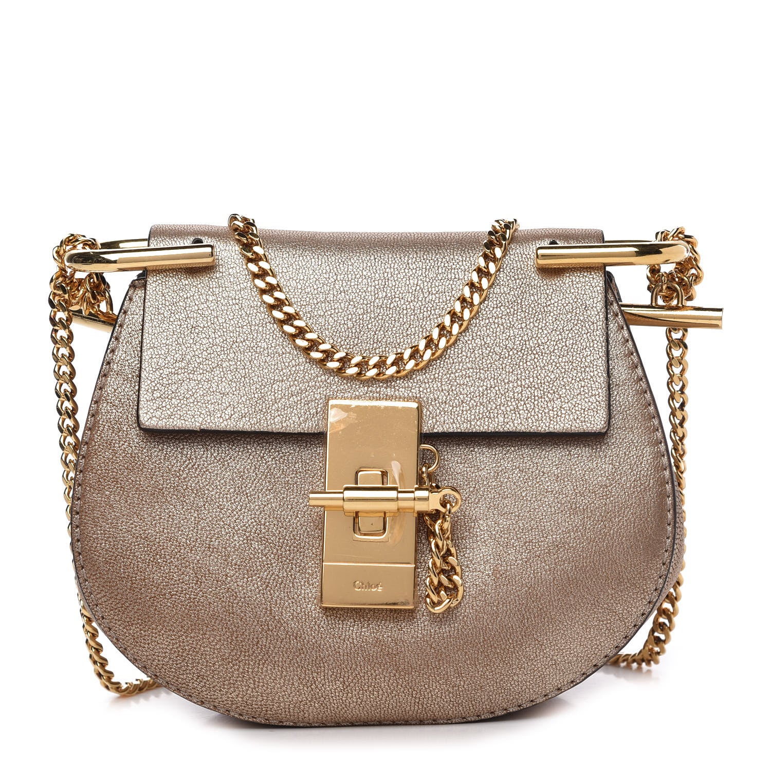 Chloe Metallic Grained Goatskin Nano Drew Shoulder Bag Abstract Gold 1 of 9