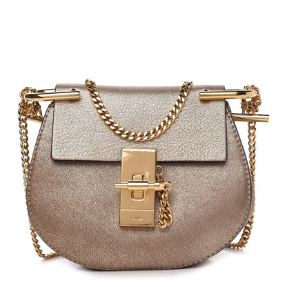Chloe Metallic Grained Goatskin Nano Drew Shoulder Bag Abstract Gold 1 of 9