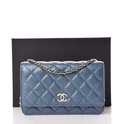 Chanel Iridescent Caviar Quilted Wallet on Chain WOC Dark Blue 11 of 11
