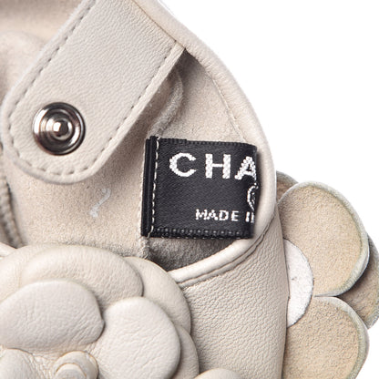 Chanel Lambskin Camellia Fingerless Gloves 7 White 8 of 8