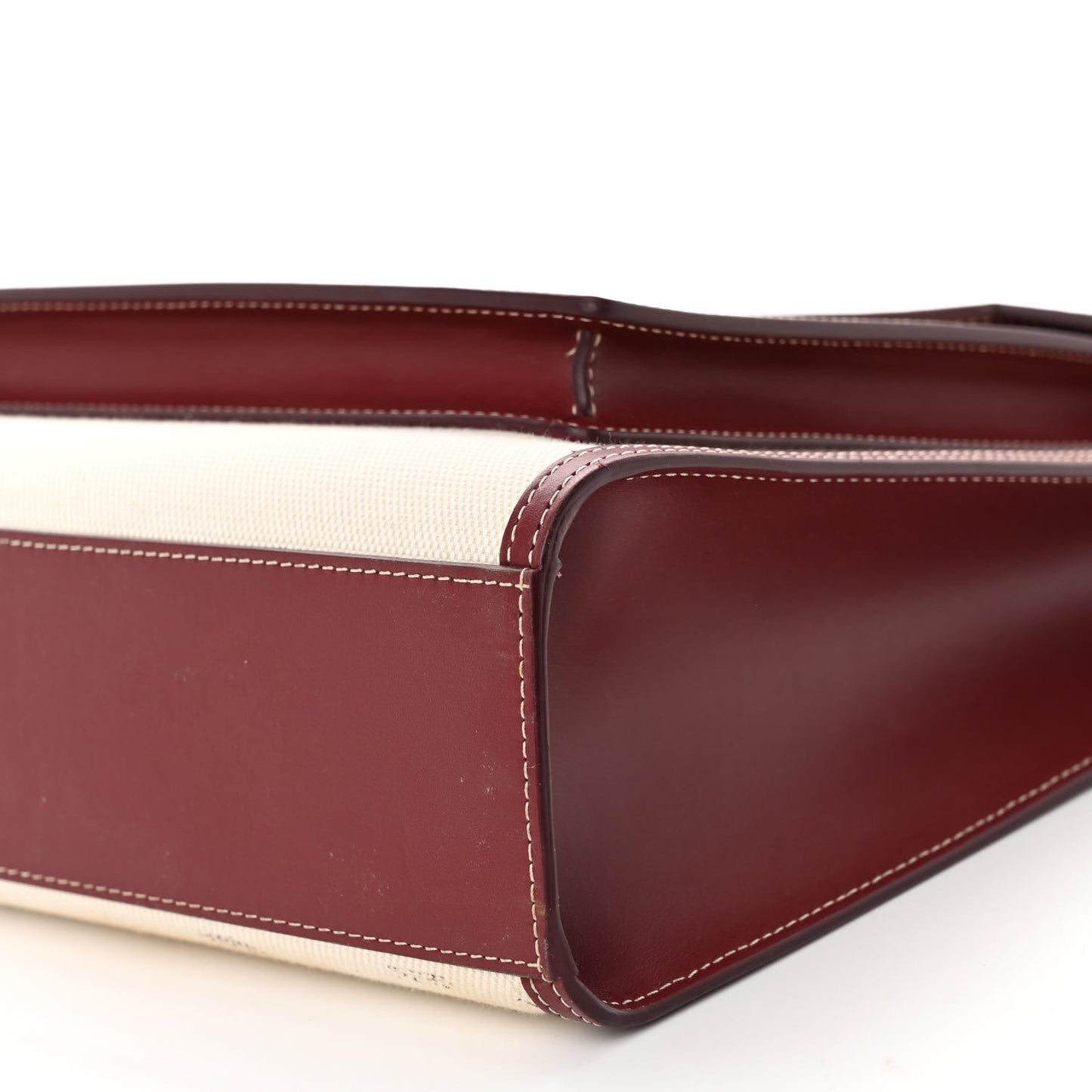 Canvas Smooth Calfskin Two Tone Medium Pocket Bag Natural Garnet Geranium