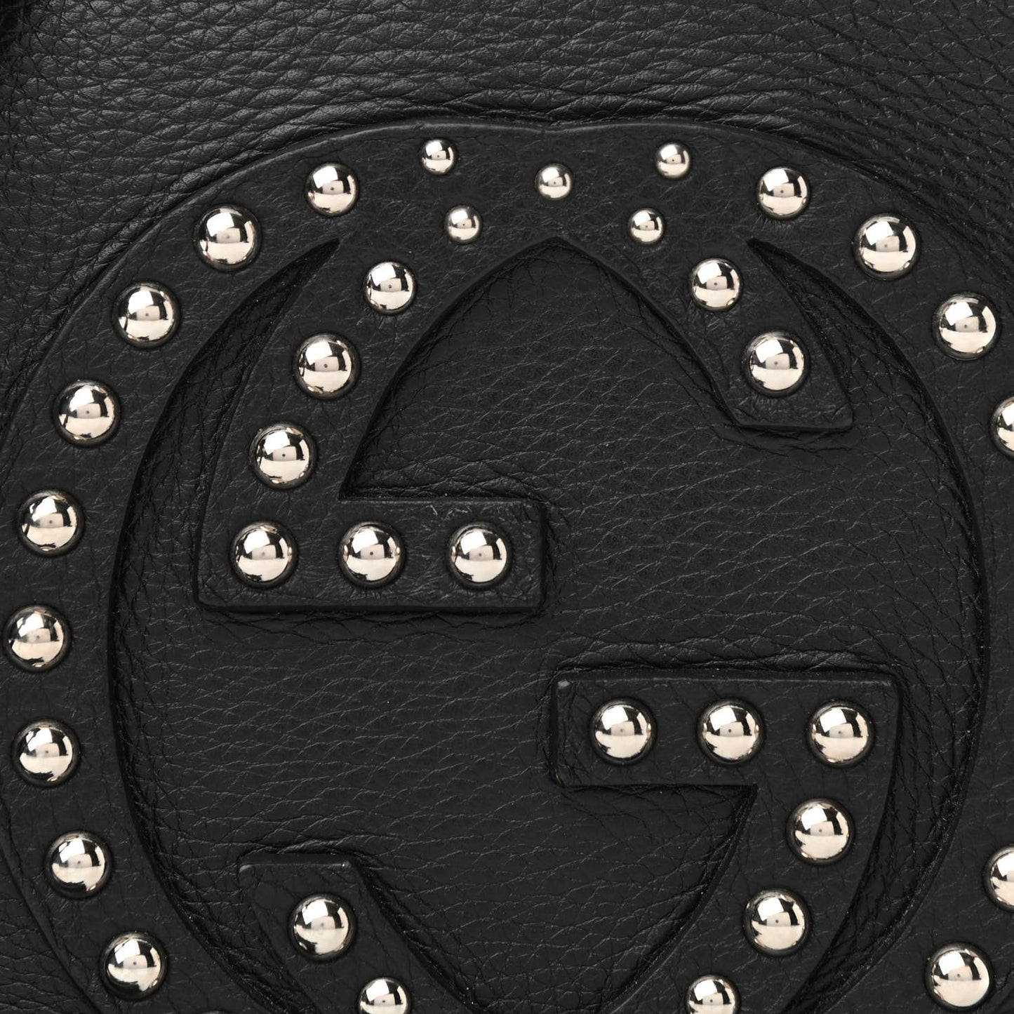 Pebbled Calfskin Studded Small Soho Disco Bag Black