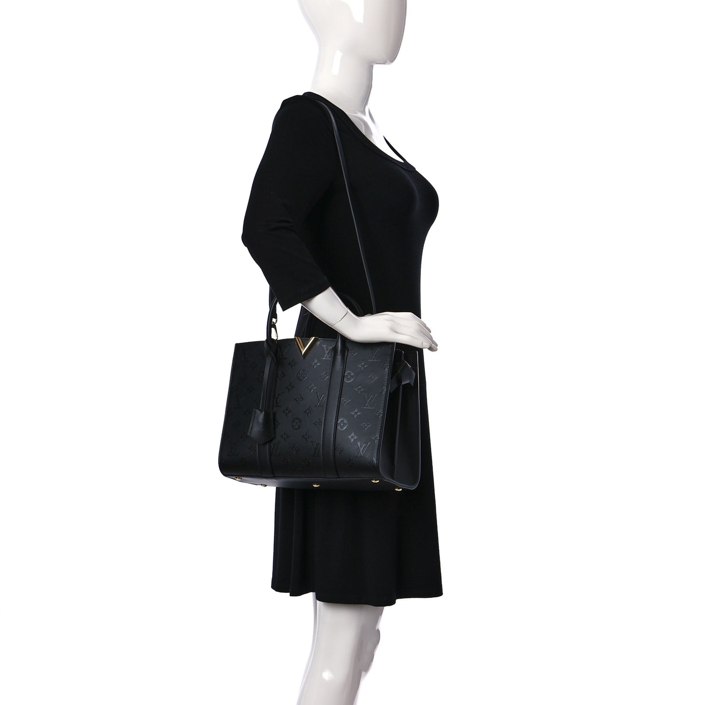 Monogram Cuir Plume Very Tote MM Black