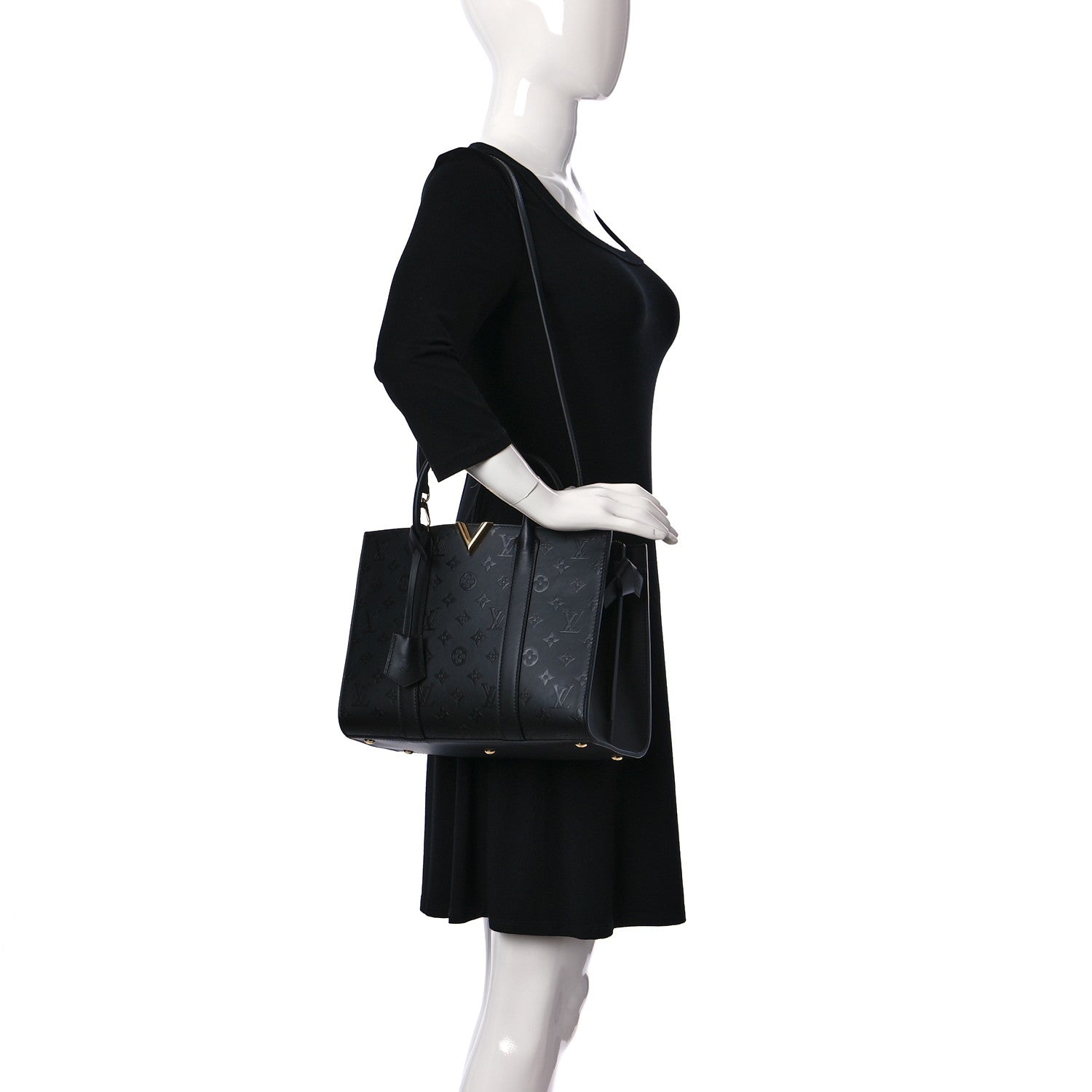 Louis Vuitton Monogram Cuir Plume Very Tote MM Black 2 of 8
