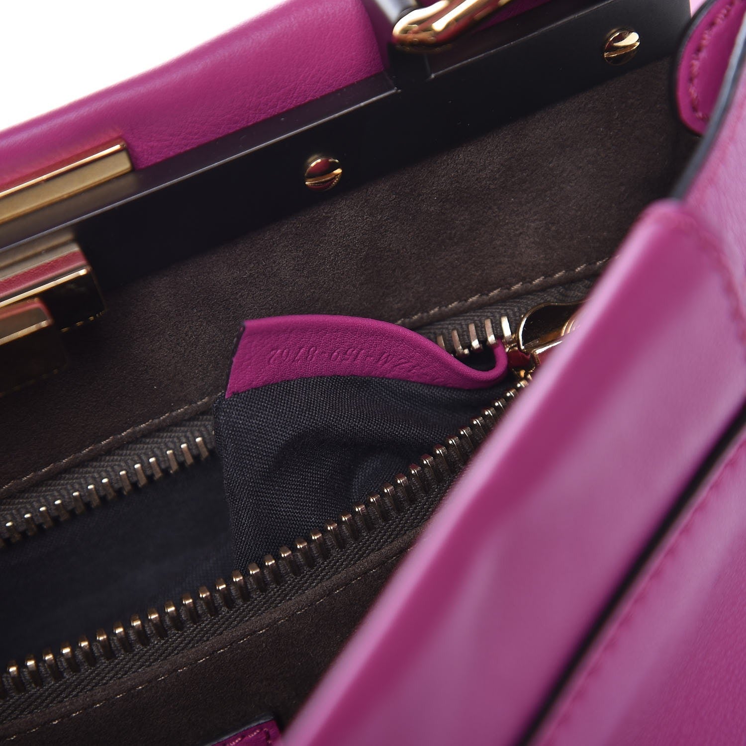Fendi Vitello Seta Medium Peekaboo Iconic Satchel Magenta 8 of 9