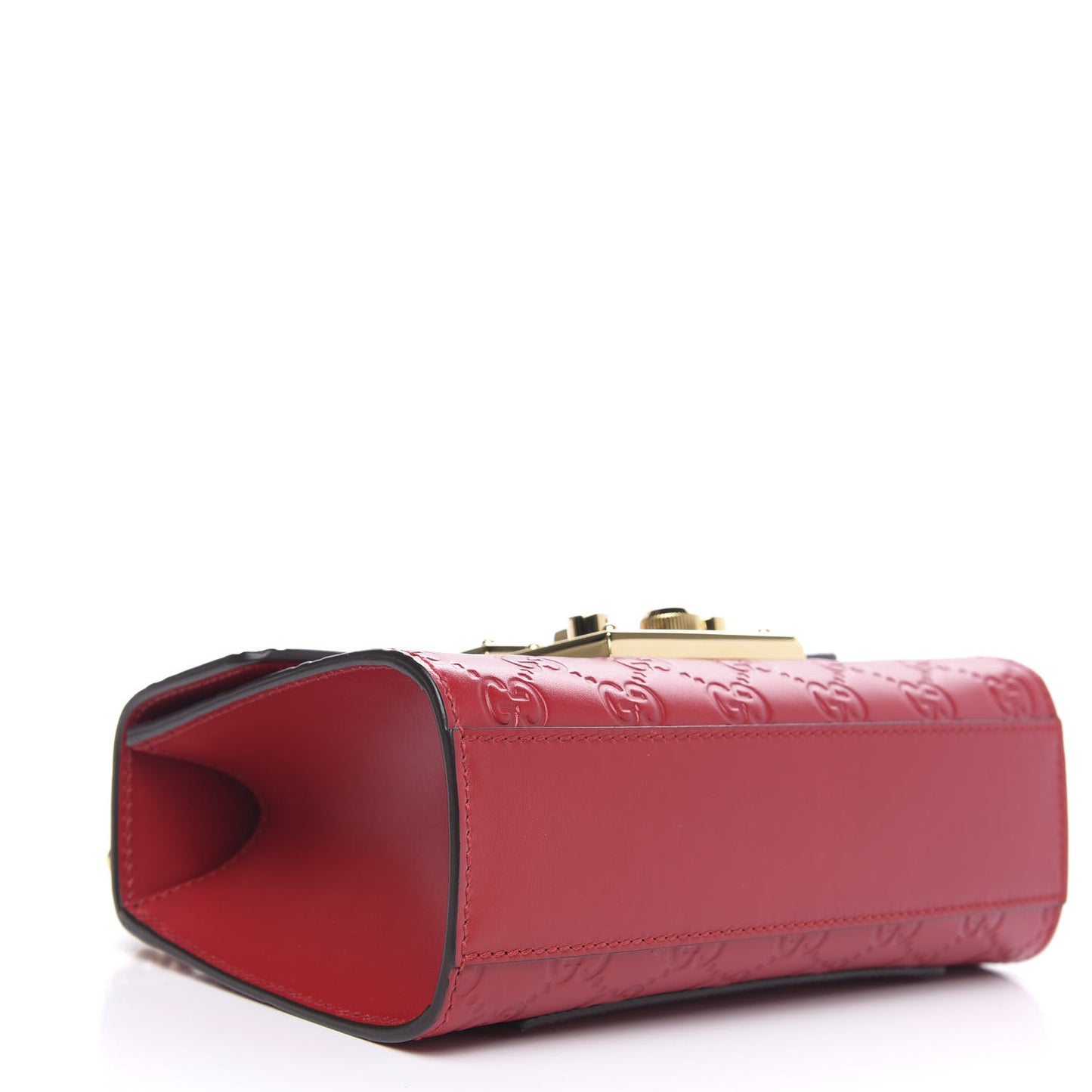 Guccissima Small Padlock Shoulder Bag Hibiscus Red