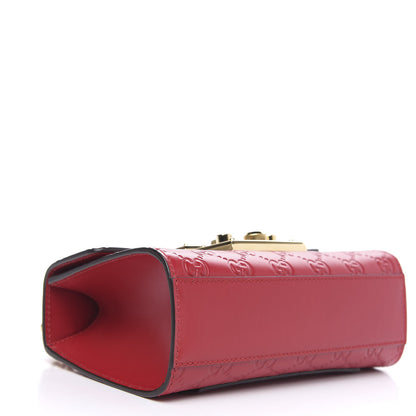 Gucci Guccissima Small Padlock Shoulder Bag Hibiscus Red 4 of 10