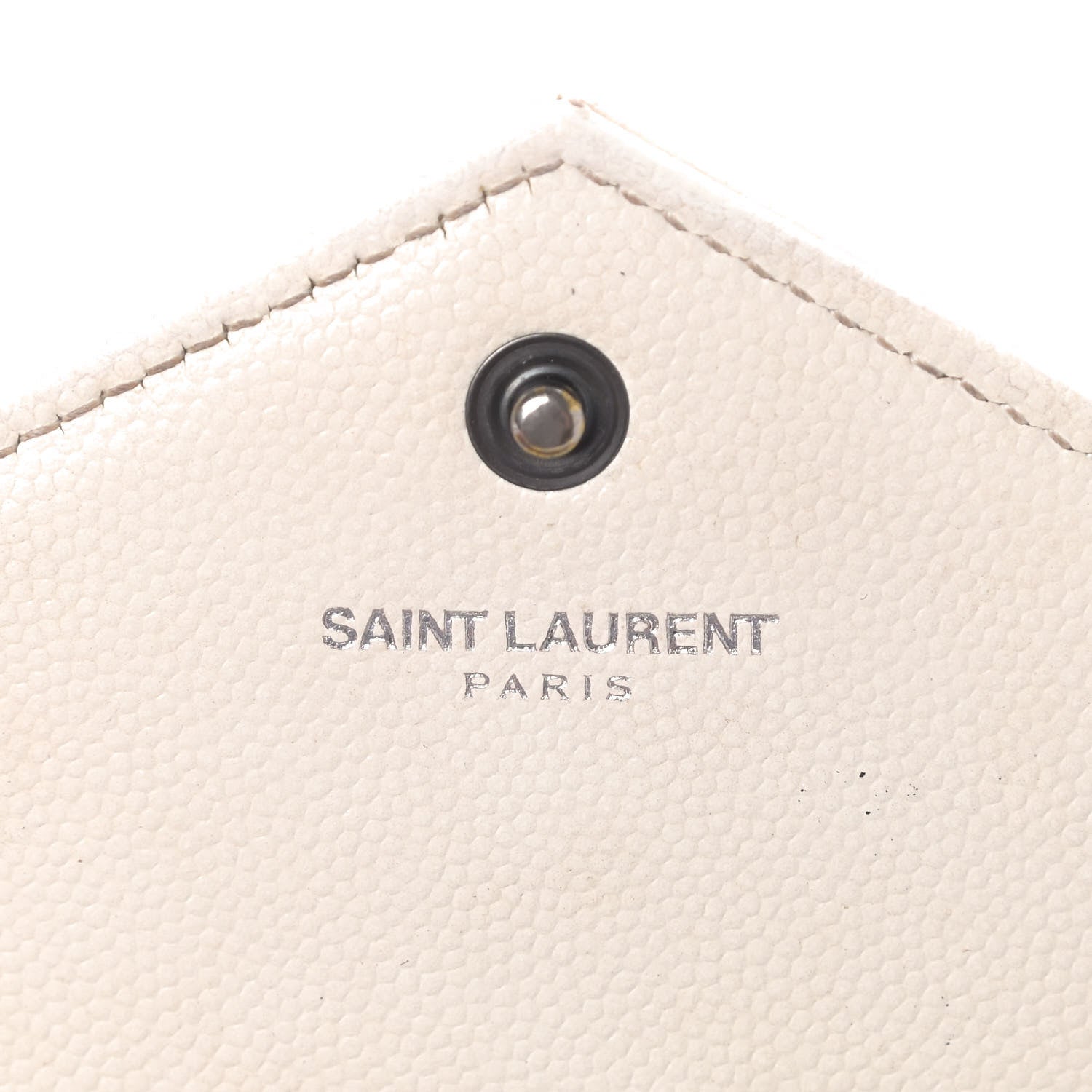 Saint Laurent Grain De Poudre Matelasse Chevron Monogram Envelope Chain Wallet White 6 of 7