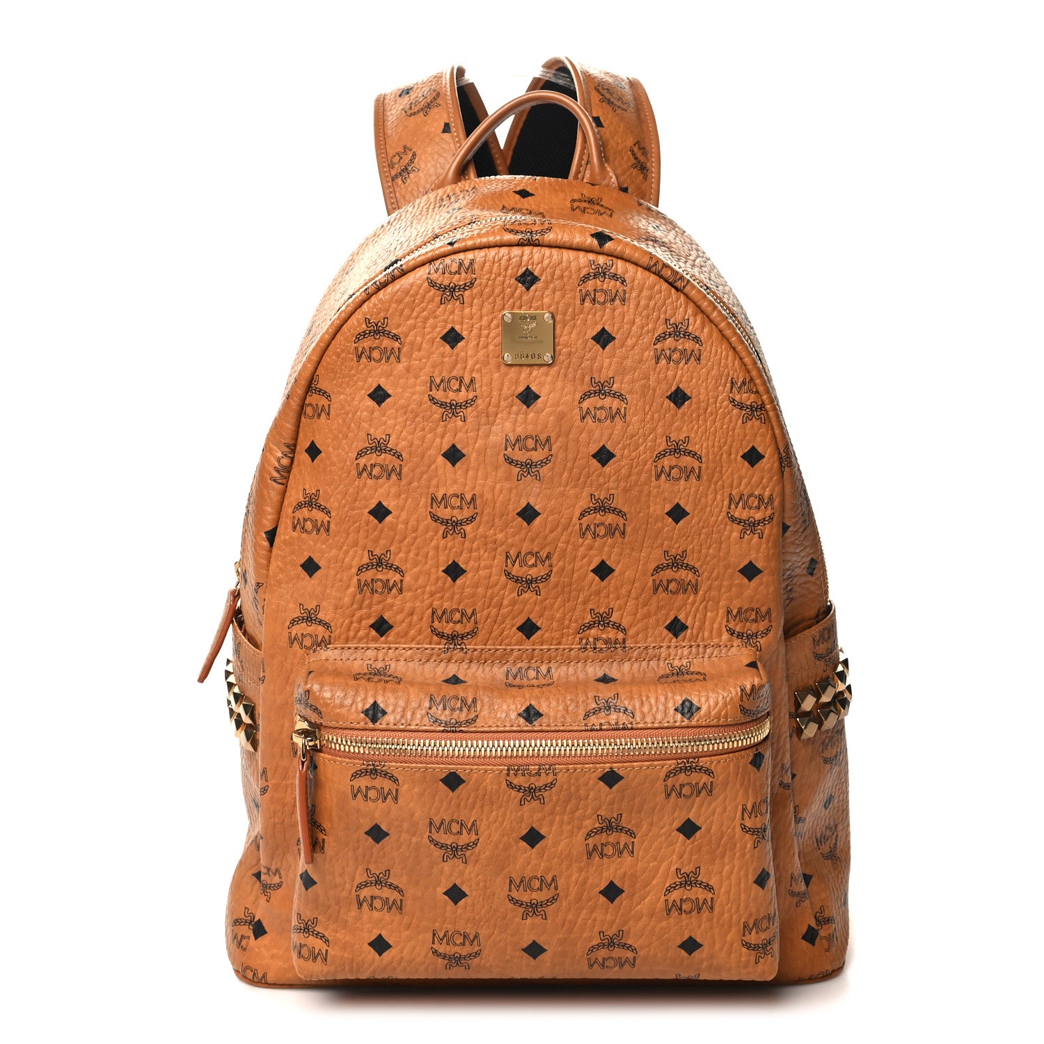 MCM Visetos Medium Side Studs Stark Backpack Cognac 1 of 14