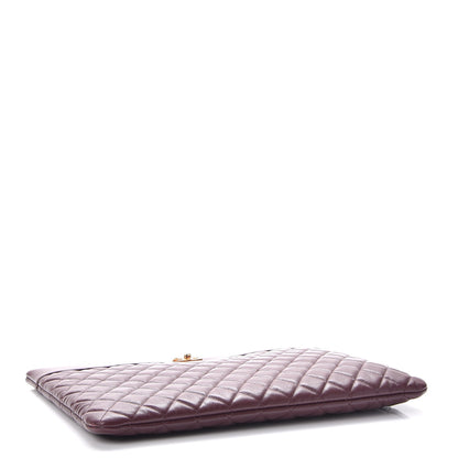 Chanel Sheepskin Quilted Large Vintage Mademoiselle Cosmetic Case Burgundy 4 of 12
