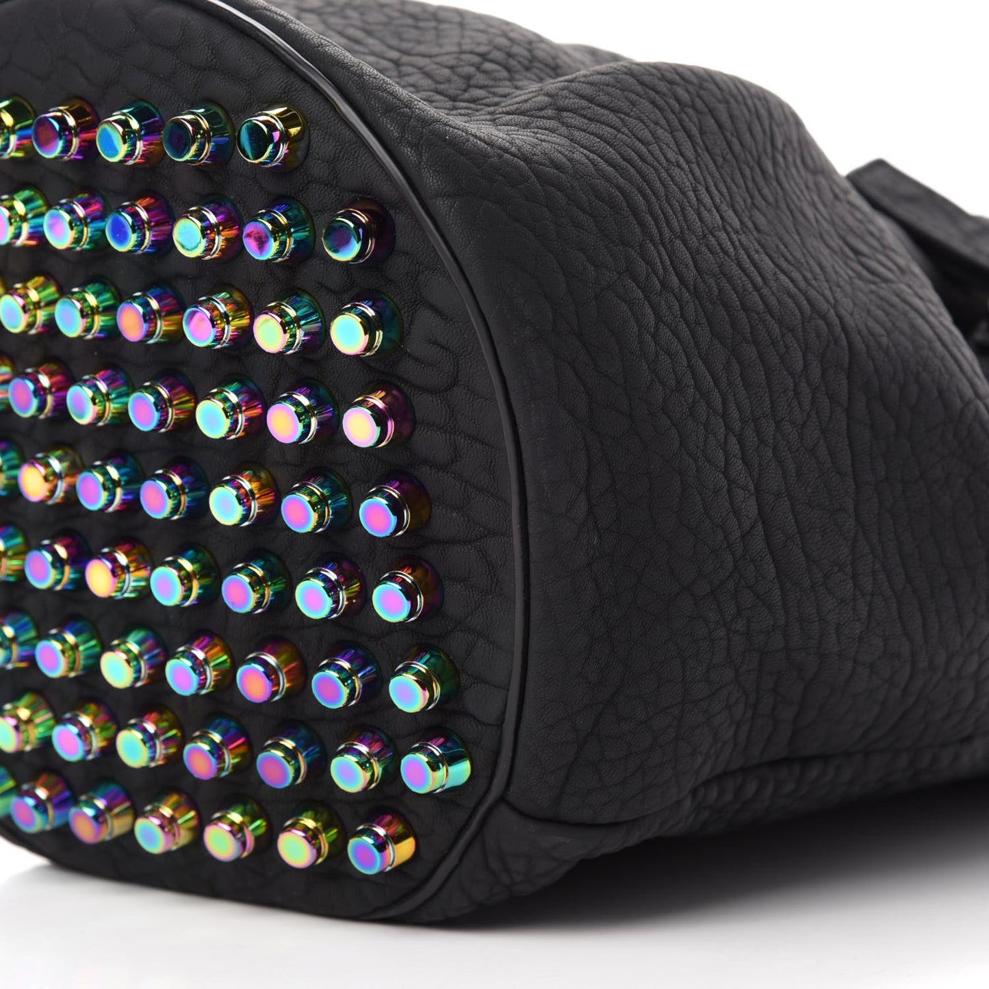 Pebbled Lambskin Diego Bucket Black Iridescent Hardware