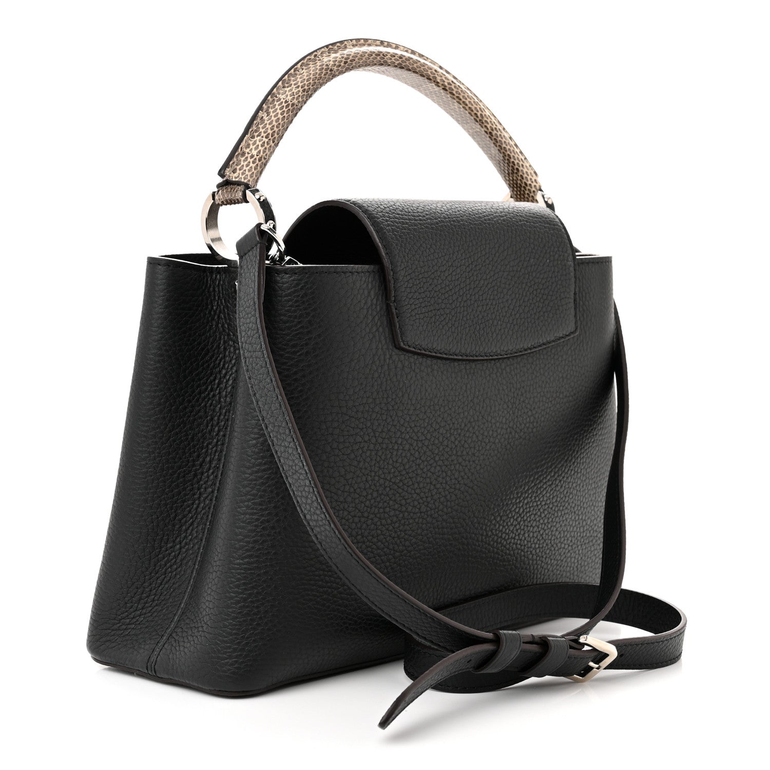 Louis Vuitton Taurillon Snakeskin Capucines PM Black 3 of 9