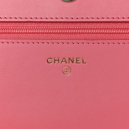 Chanel Caviar Camellia Embossed Wallet On Chain WOC Pink 6 of 11
