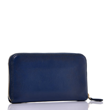 Prada Saffiano Metal Zip Around Wallet Bleuette 3 of 7